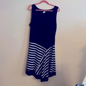 MSK brand ladies dress  asymmetrical stripe below drop waist